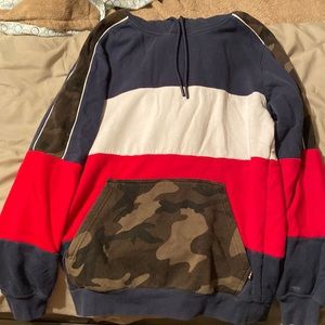 CSG Apparel hoodie, size S, colors; navy, white, red & camo